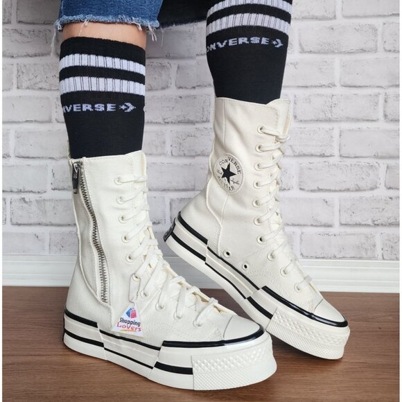 Converse Chuck 70 Plus XHi 7.5 Women Shoes Sneaker Platform Canvas Egret A08221C - Picture 1 of 11
